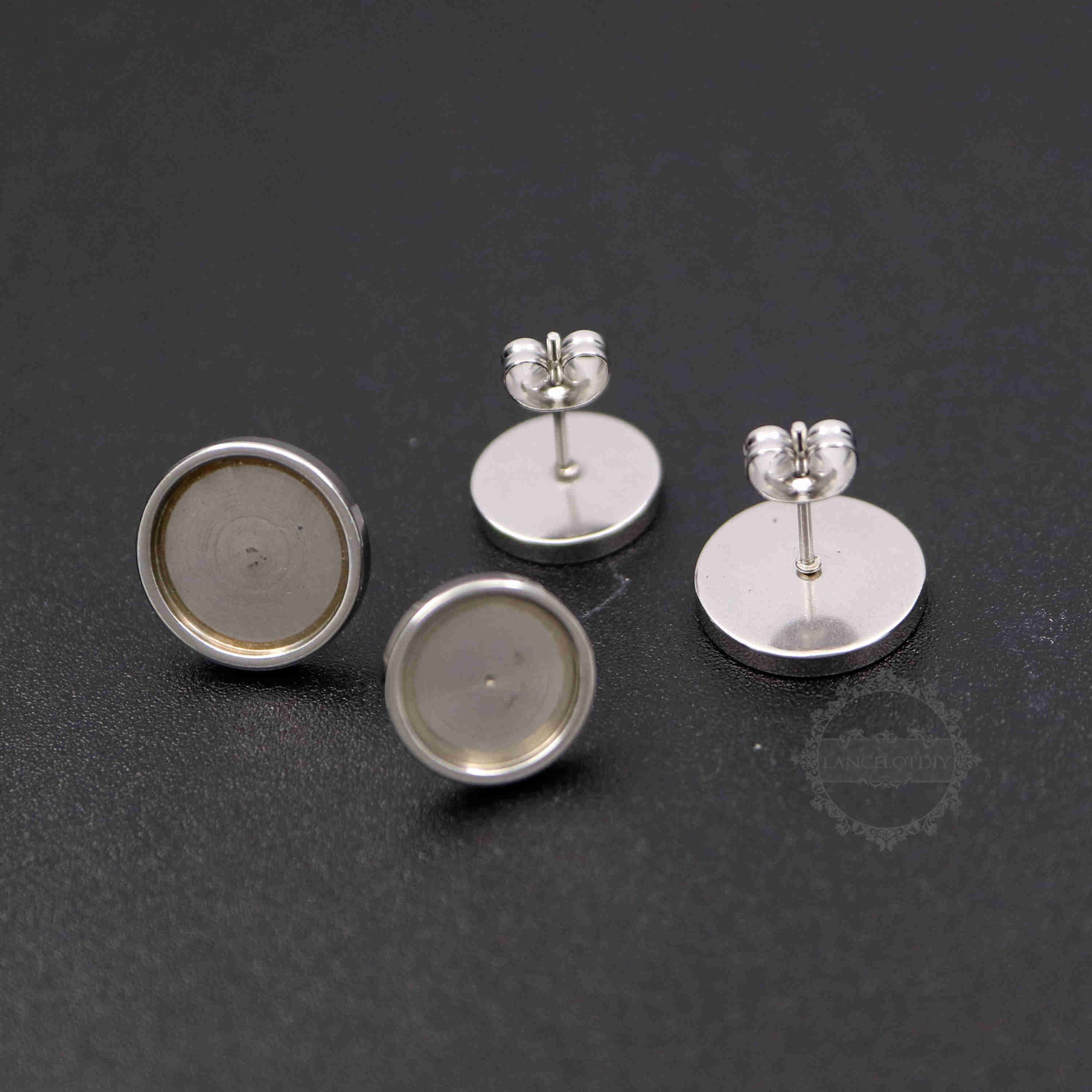 10pcs 6-12MM Silver Stainless Steel Round Bezel Studs Earrings Settings DIY Jewelry Supplies Findings 1702174 - Click Image to Close